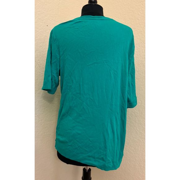Chico's Green Asymmetrical V Neck Short Sleeve Tee-Chico's Sz 4 (XXL) - Picture 5 of 13
